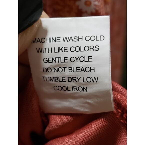 Moa Moa Straight & Pencil Skirt Womens Orange Floral Elastic Waist Ruffle Trim M - Picture 9 of 10